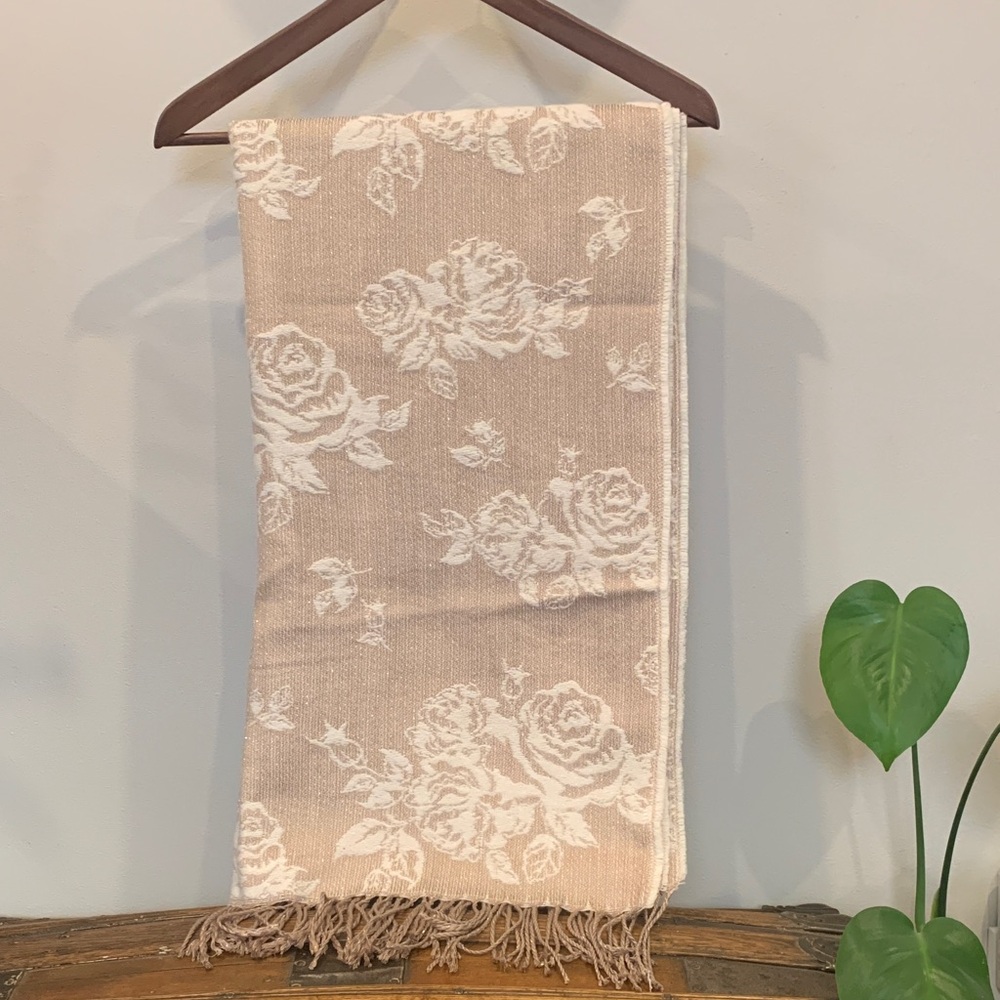 Floral Pink and White Scarf